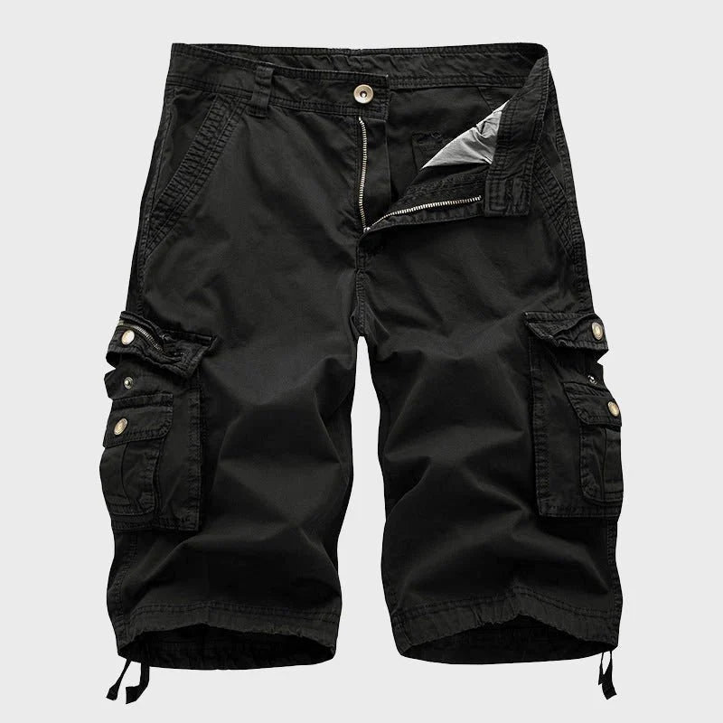 Men's Multi-Pocket Drawstring Cotton Blend Cargo Shorts