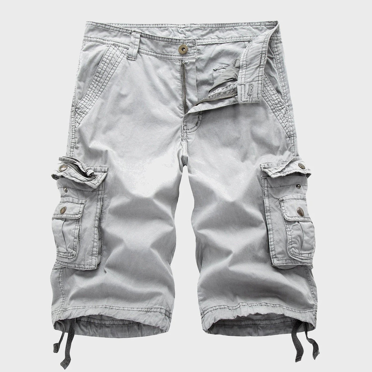 Men's Multi-Pocket Drawstring Cotton Blend Cargo Shorts