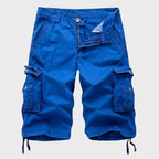 Men's Multi-Pocket Drawstring Cotton Blend Cargo Shorts