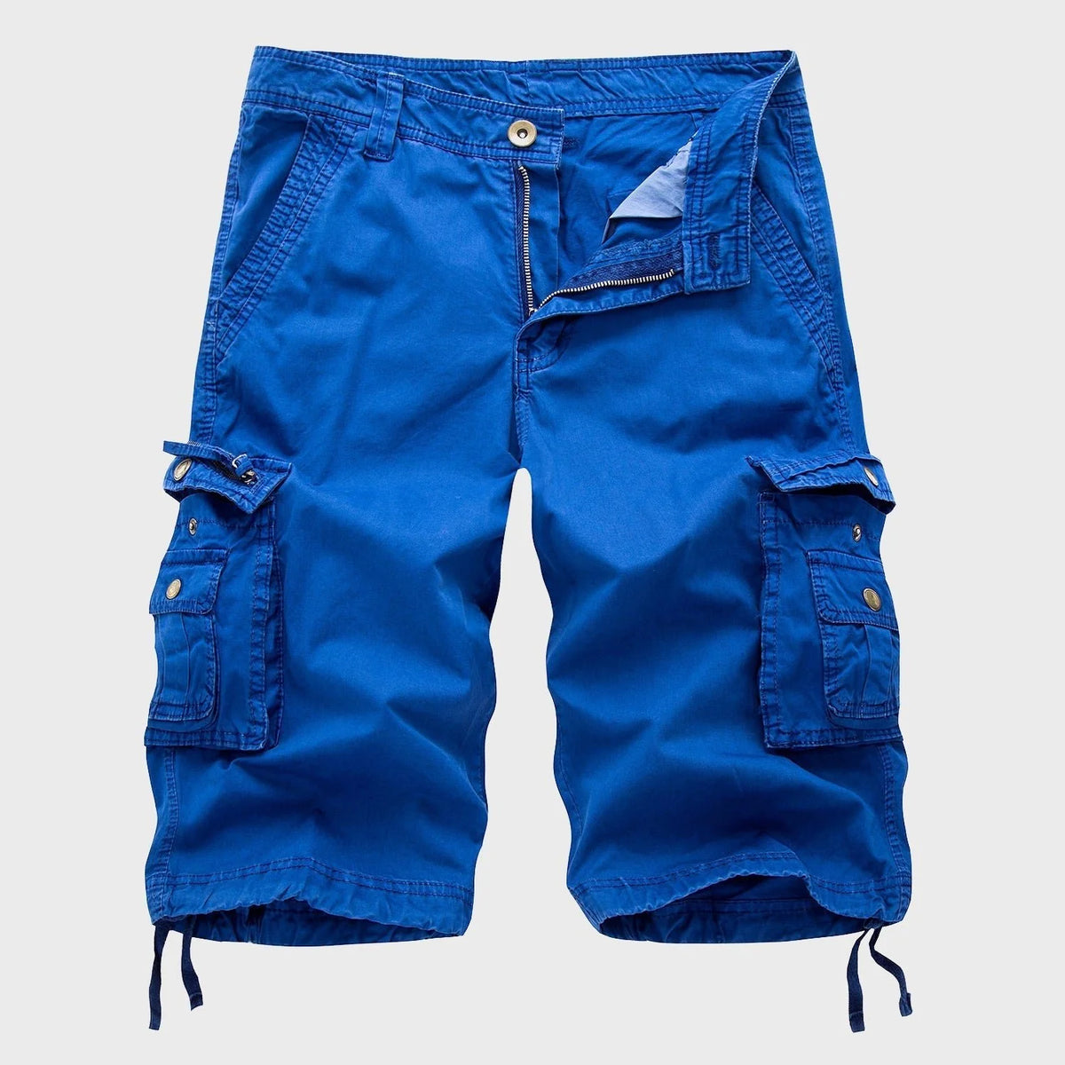 Men's Multi-Pocket Drawstring Cotton Blend Cargo Shorts