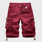 Men's Multi-Pocket Drawstring Cotton Blend Cargo Shorts