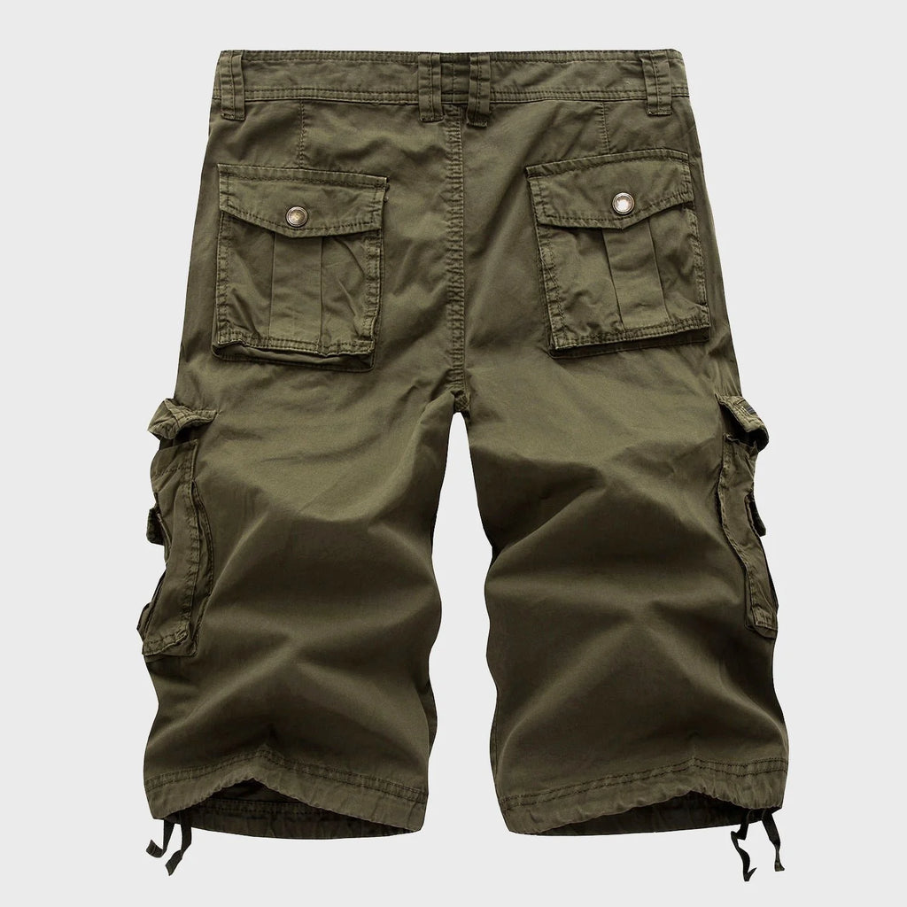 Men's Multi-Pocket Drawstring Cotton Blend Cargo Shorts