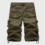 Men's Multi-Pocket Drawstring Cotton Blend Cargo Shorts