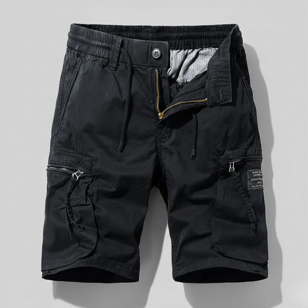 Men's Multi-Pocket Elastic-Waist Combat Cargo Shorts