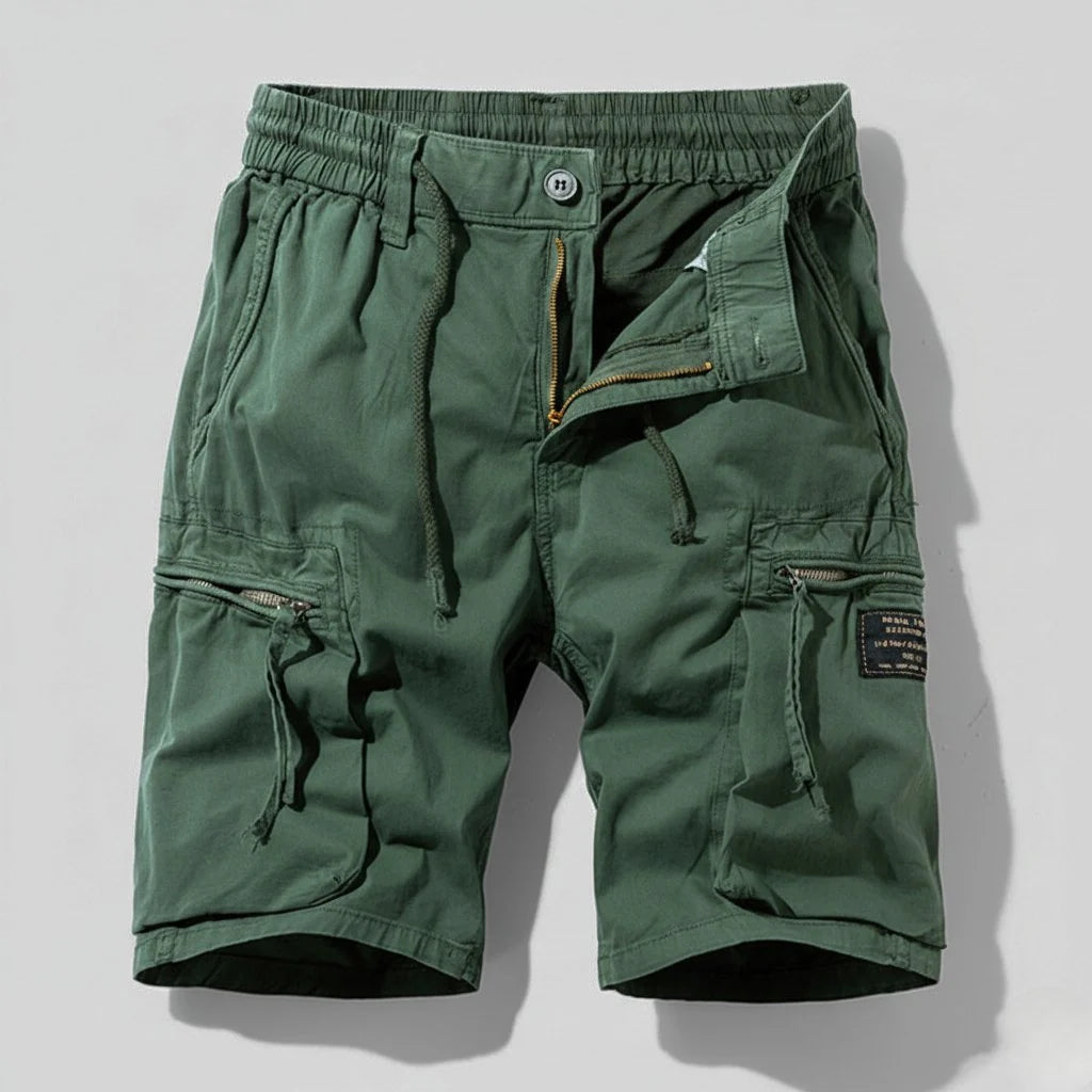 Men's Multi-Pocket Elastic-Waist Combat Cargo Shorts