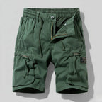 Men's Multi-Pocket Elastic-Waist Combat Cargo Shorts