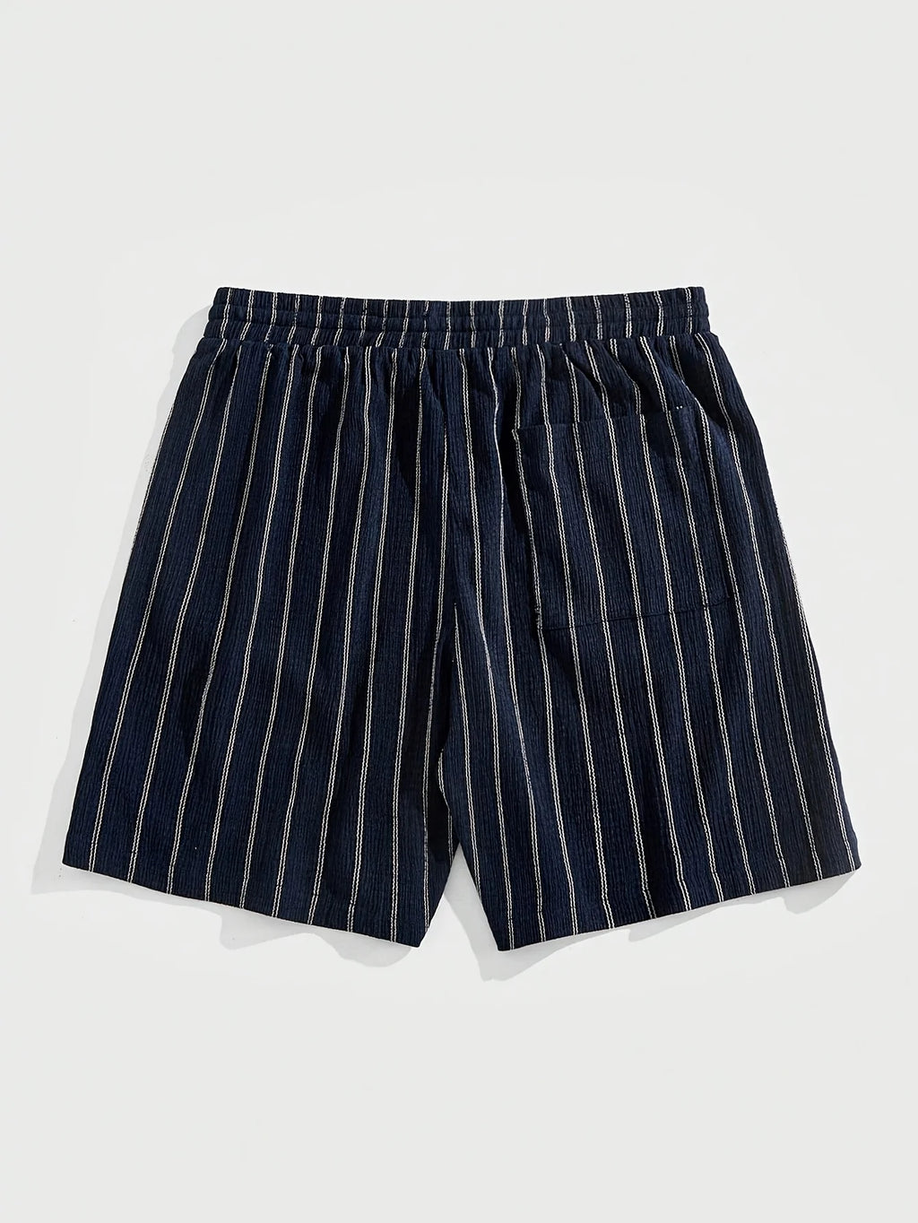 Men's Pinstripe Elastic Drawstring Beach Shorts