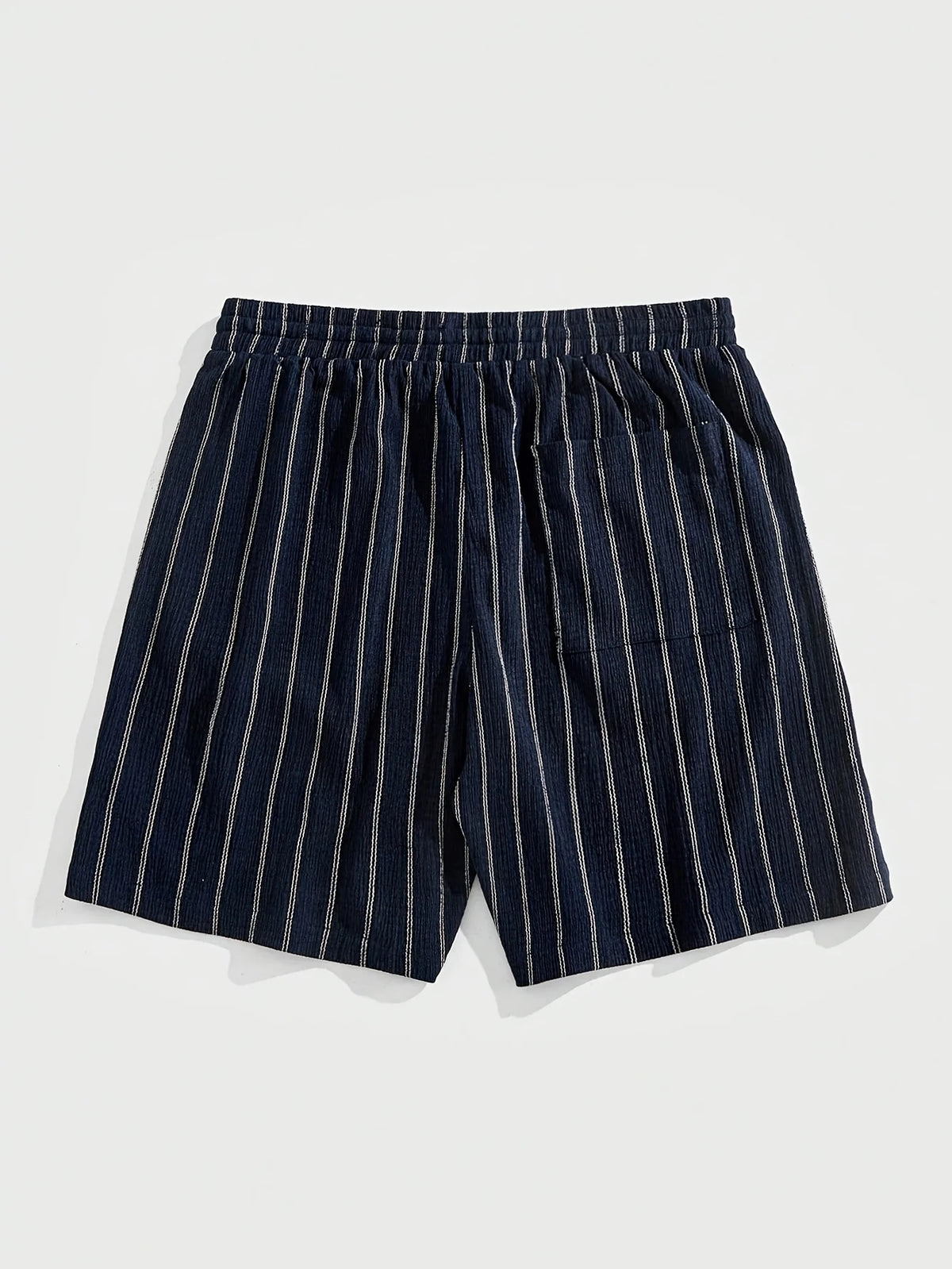 Men's Pinstripe Elastic Drawstring Beach Shorts