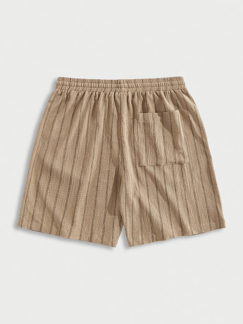 Men's Pinstripe Elastic Drawstring Beach Shorts