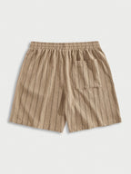 Men's Pinstripe Elastic Drawstring Beach Shorts