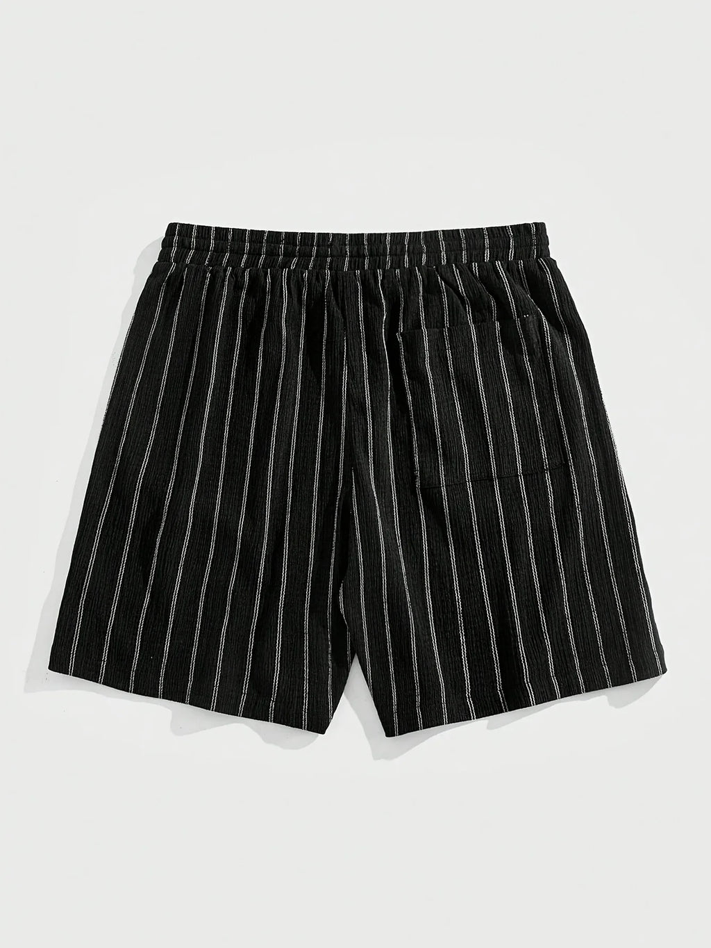 Men's Pinstripe Elastic Drawstring Beach Shorts