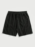 Men's Pinstripe Elastic Drawstring Beach Shorts