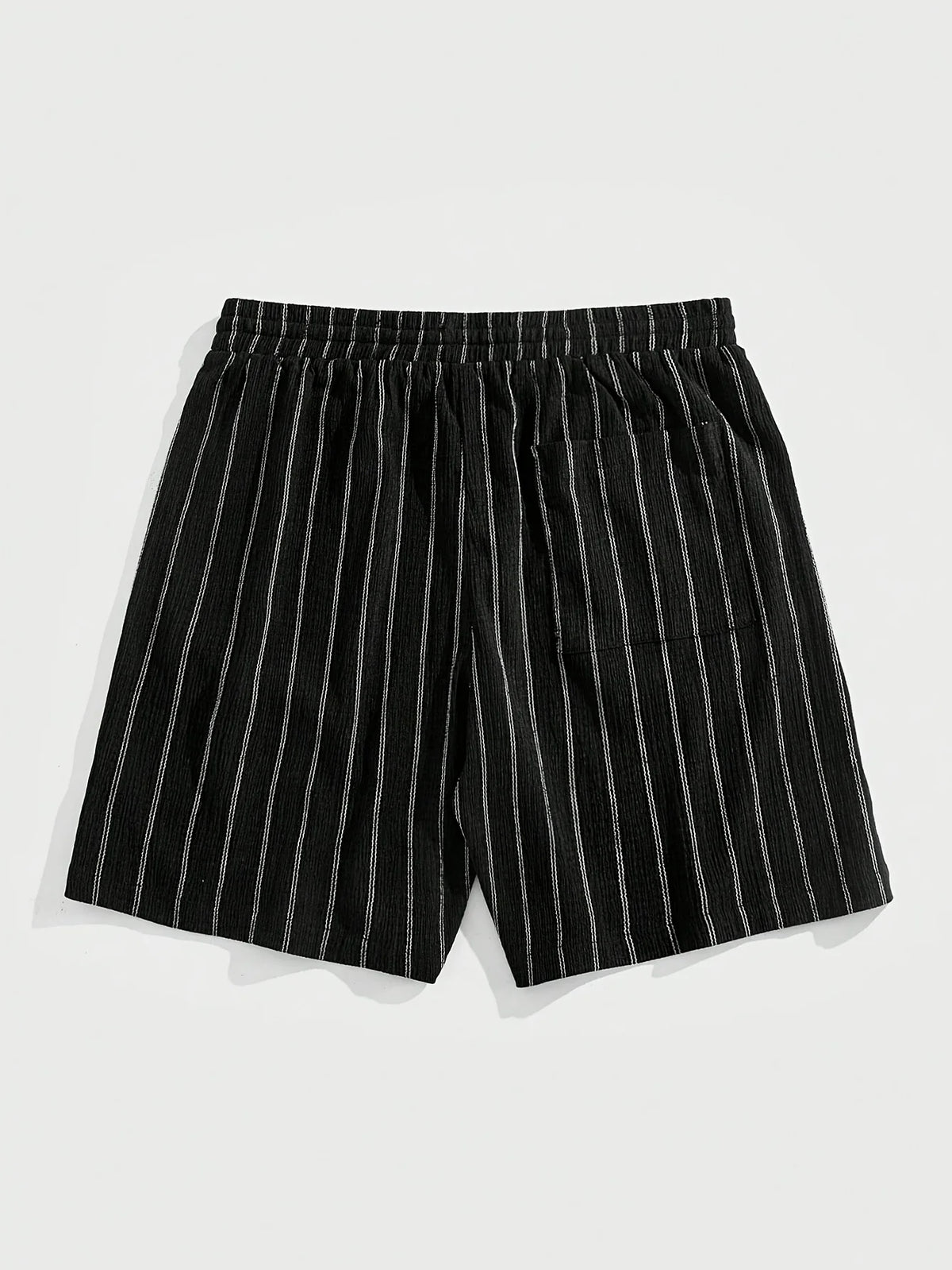 Men's Pinstripe Elastic Drawstring Beach Shorts