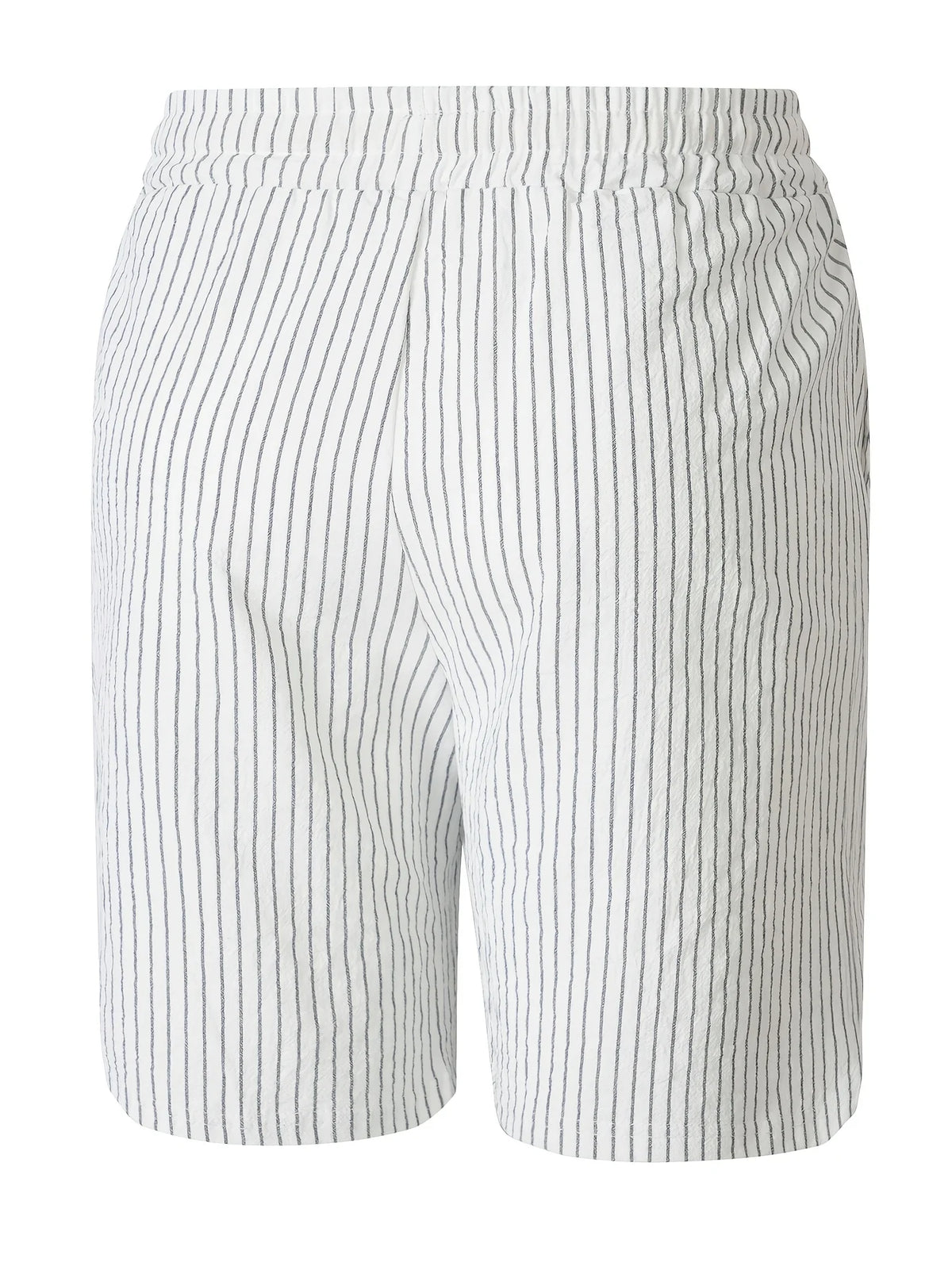 Men's Pinstripe Linen-Look Drawstring Casual Shorts
