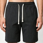 Men's Pinstripe Linen-Look Drawstring Casual Shorts