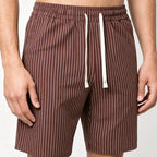 Men's Pinstripe Linen-Look Drawstring Casual Shorts