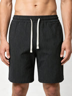 Men's Pinstripe Linen-Look Drawstring Casual Shorts