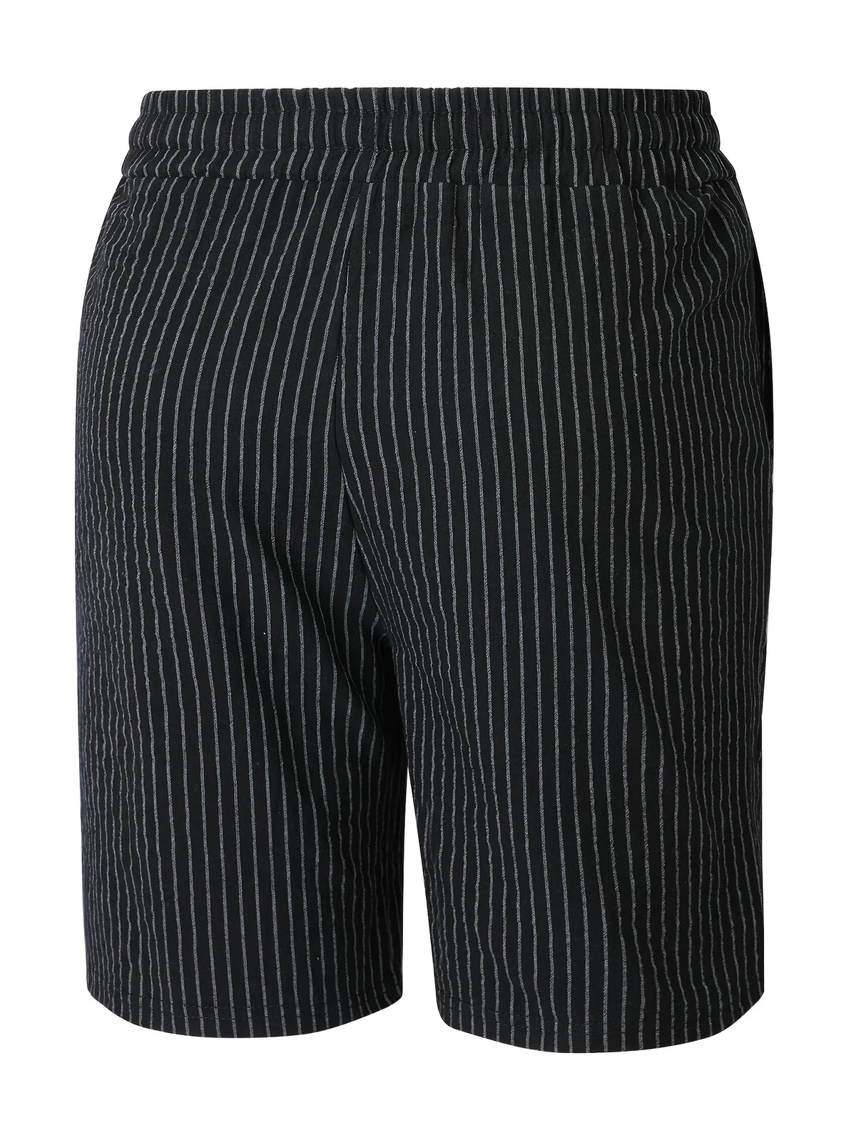 Men's Pinstripe Linen-Look Drawstring Casual Shorts