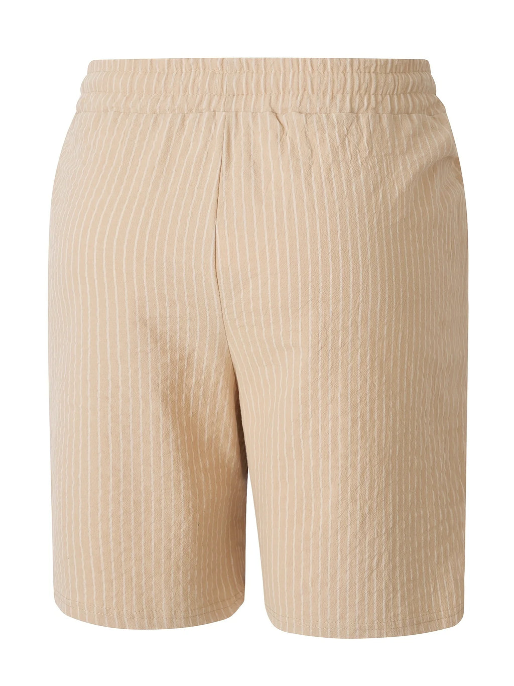 Men's Pinstripe Linen-Look Drawstring Casual Shorts