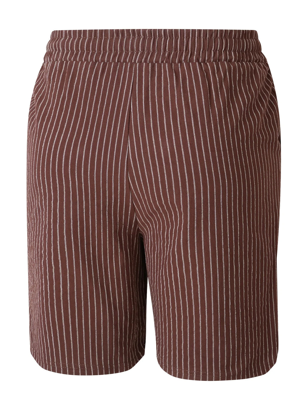 Men's Pinstripe Linen-Look Drawstring Casual Shorts
