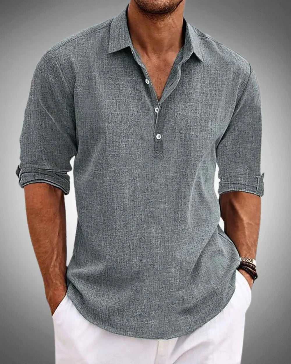 Men's Refined Button-Front Classic Shirt