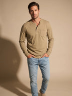 Men's Relaxed Fit Long Sleeve Henley Shirt