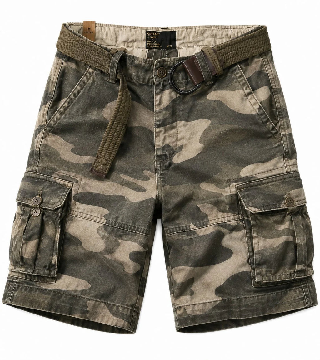 Men's Relaxed Fit Multi-Pocket Camouflage Cargo Shorts