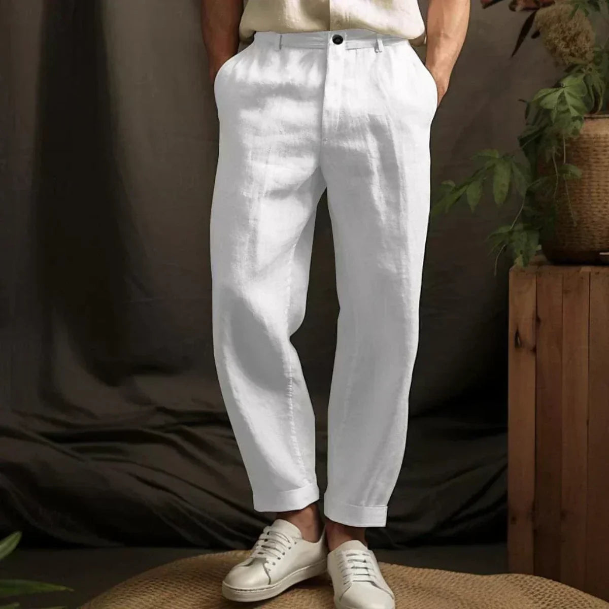 Men's Relaxed Fit Summer Linen Trousers