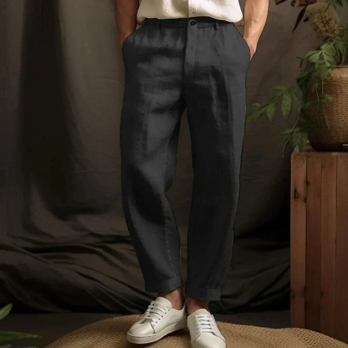 Men's Relaxed Fit Summer Linen Trousers
