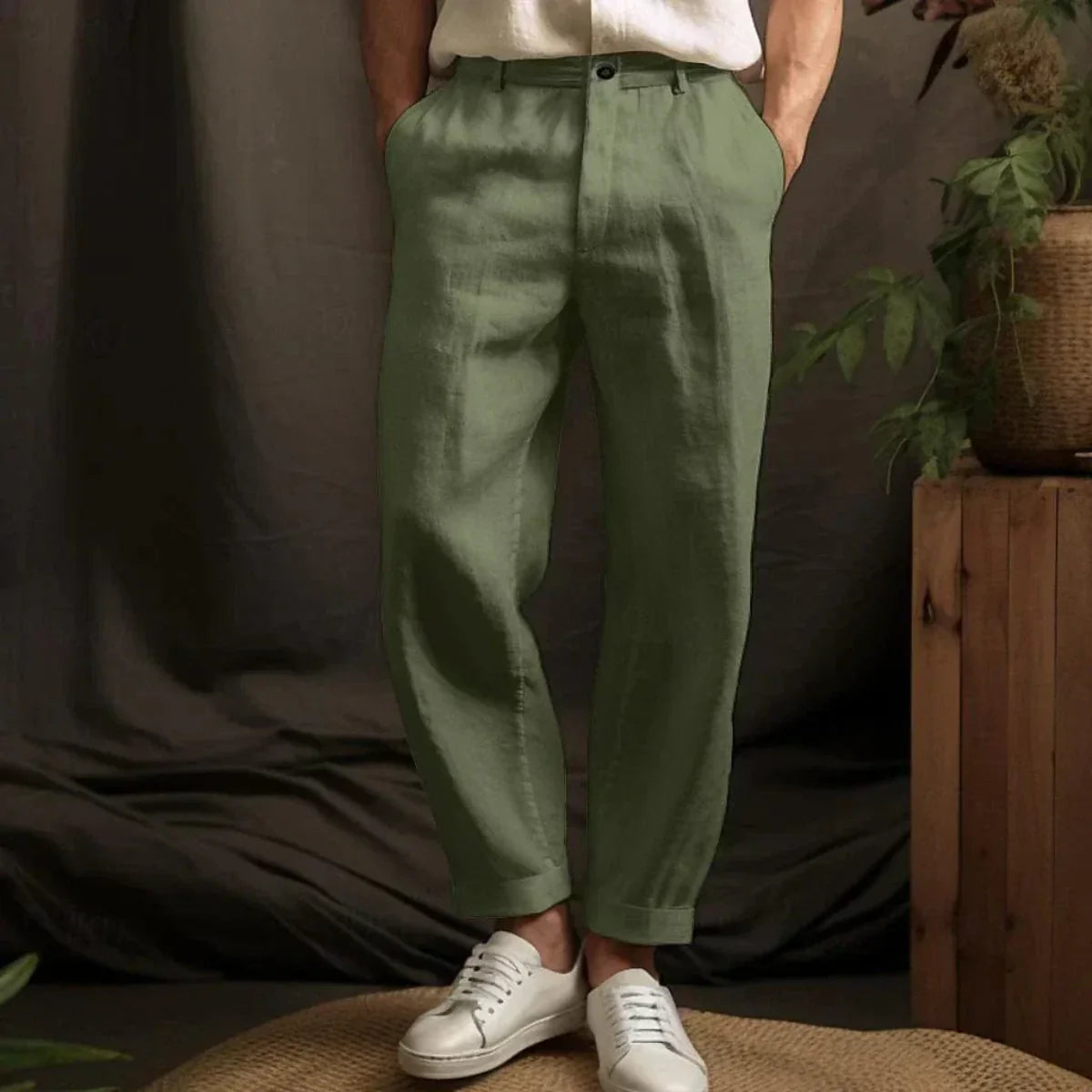 Men's Relaxed Fit Summer Linen Trousers