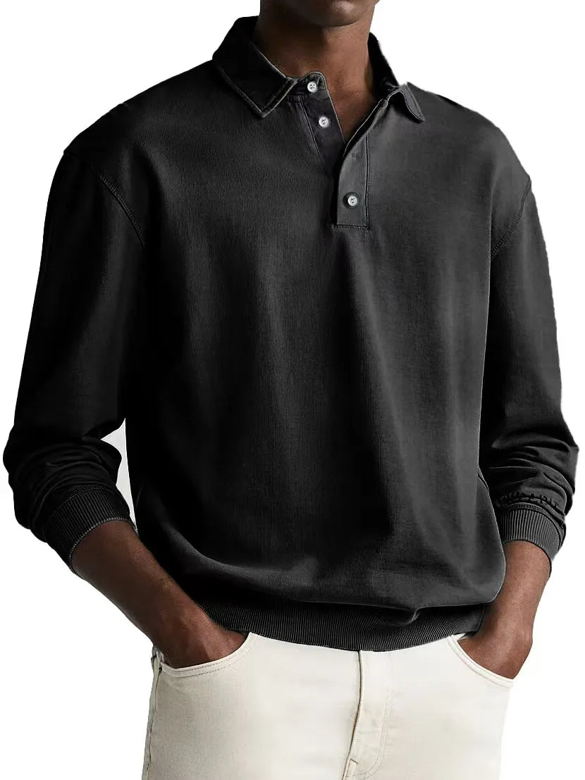Men's Relaxed Fit Washed Cotton Polo Shirt