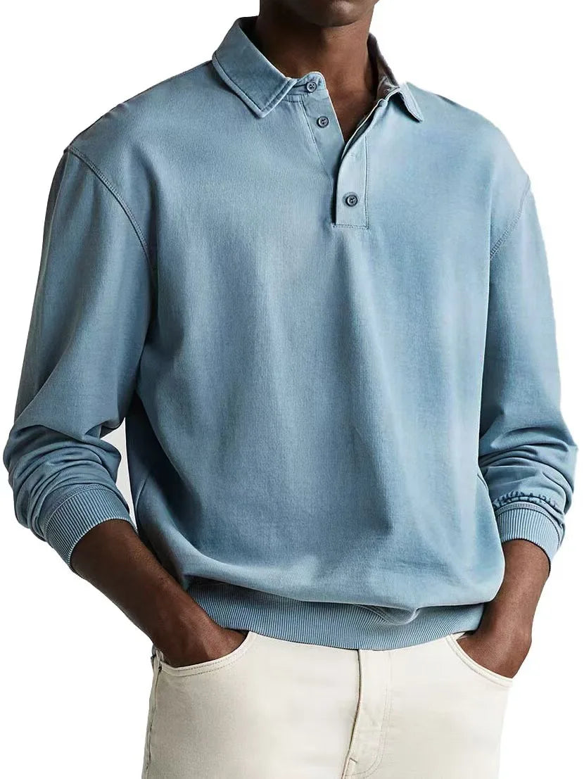 Men's Relaxed Fit Washed Cotton Polo Shirt