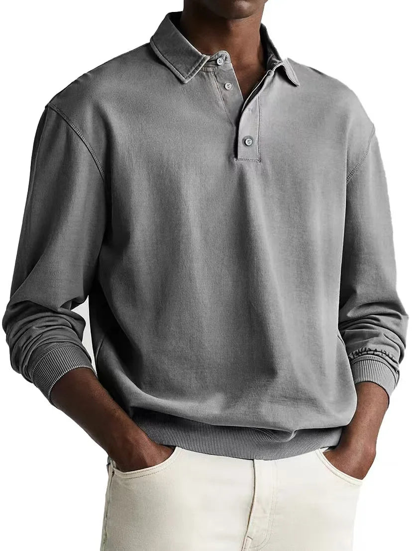 Men's Relaxed Fit Washed Cotton Polo Shirt