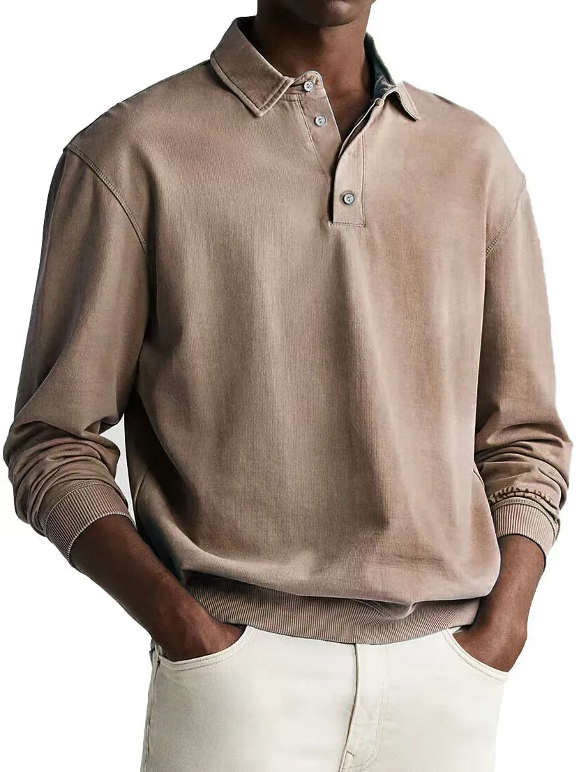 Men's Relaxed Fit Washed Cotton Polo Shirt