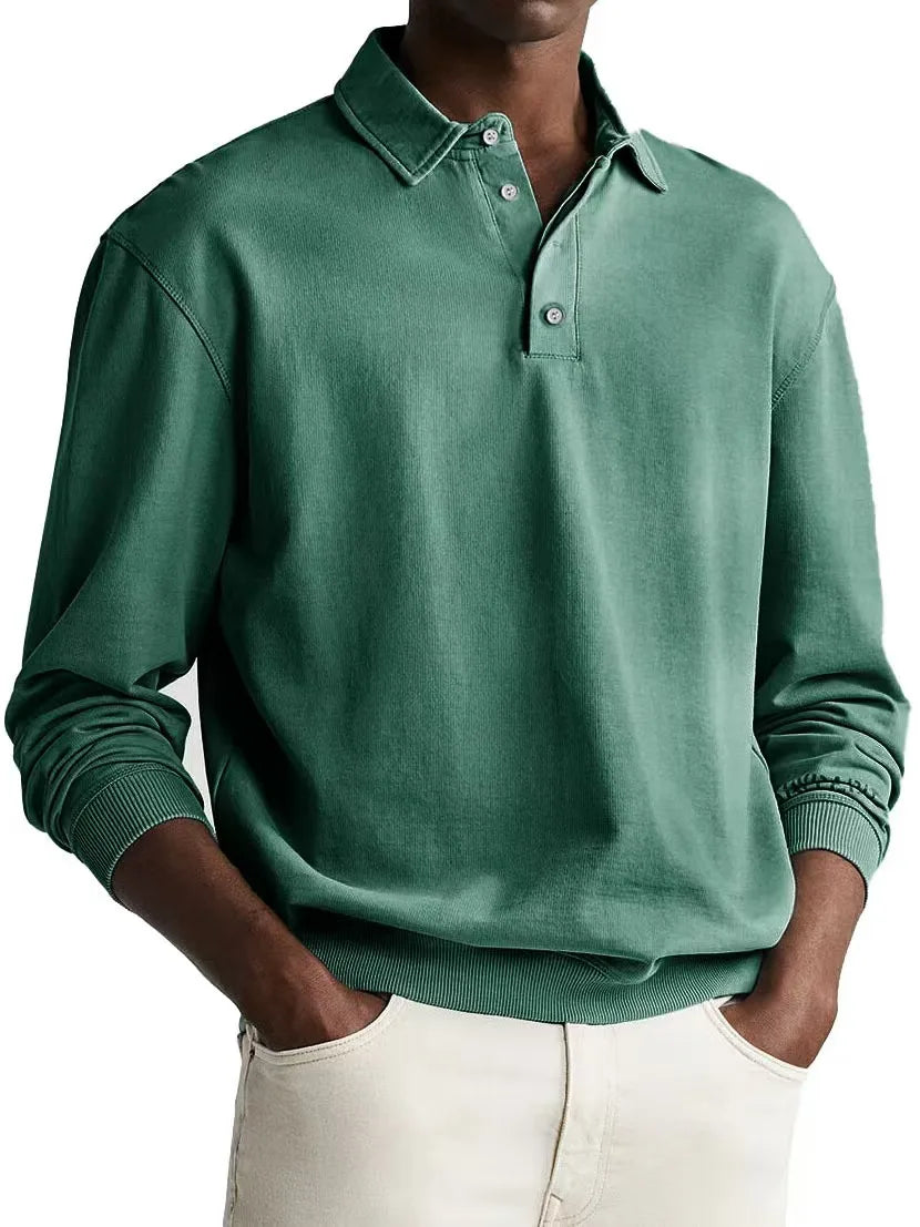 Men's Relaxed Fit Washed Cotton Polo Shirt