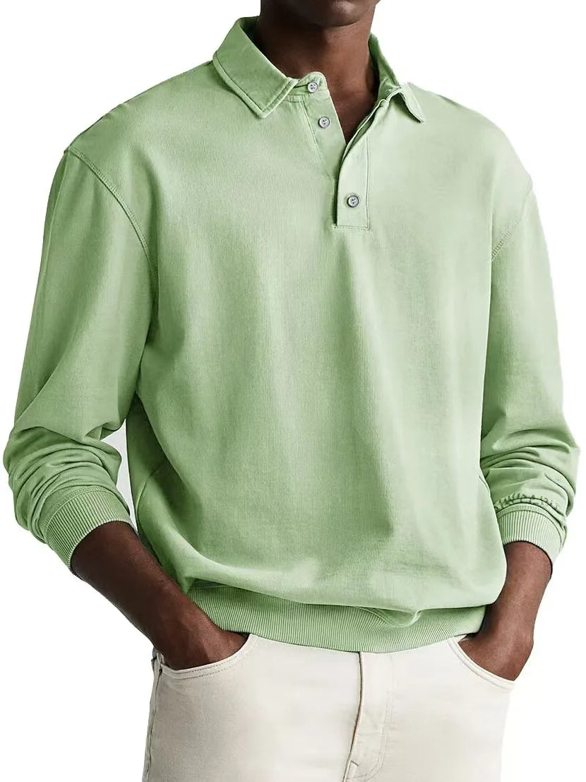 Men's Relaxed Fit Washed Cotton Polo Shirt