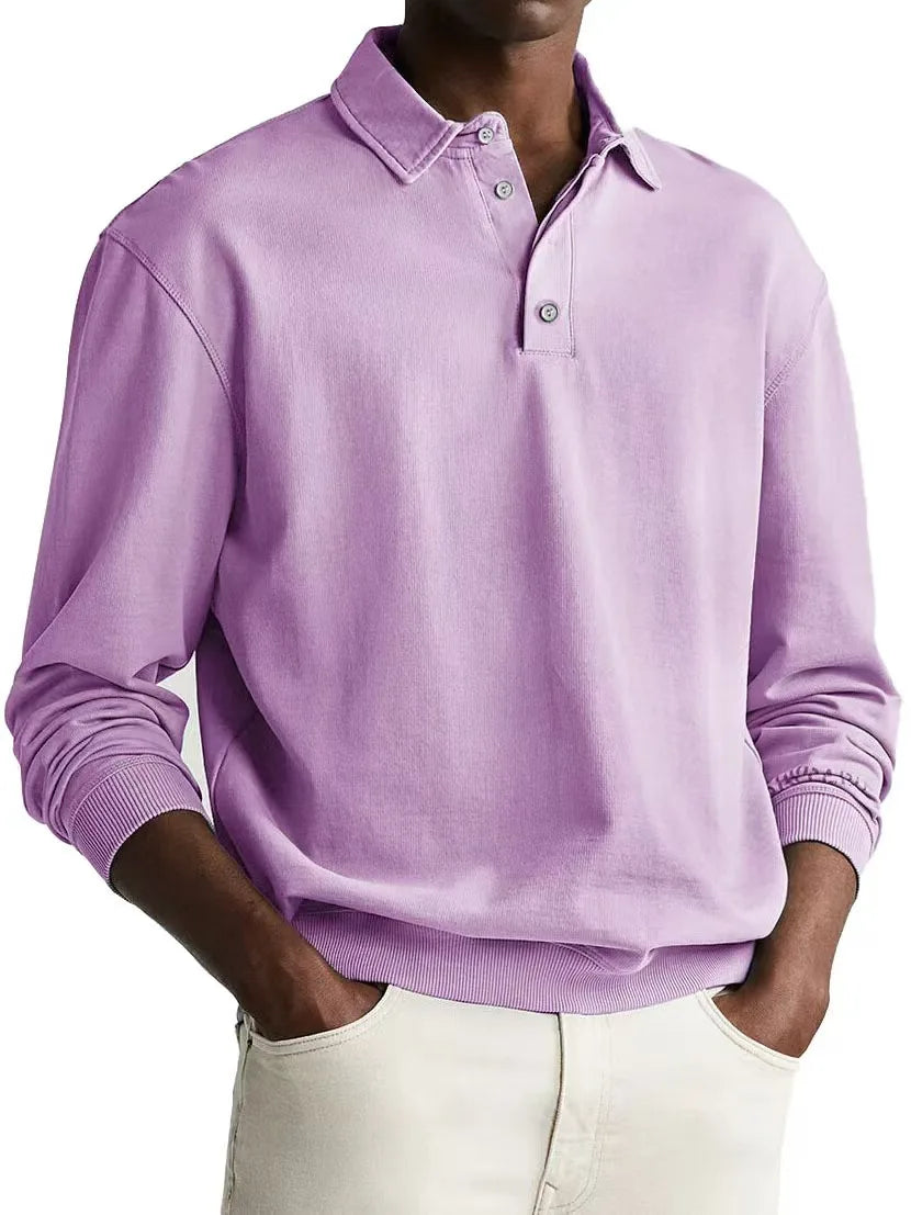 Men's Relaxed Fit Washed Cotton Polo Shirt