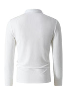 Men's Retro Striped Long Sleeve Polo Shirt