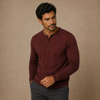 Men's Slim Fit Button Neck Cotton Shirt