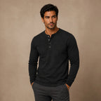 Men's Slim Fit Button Neck Cotton Shirt