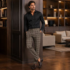 Men's Smart Casual Checked Slim Fit Trousers
