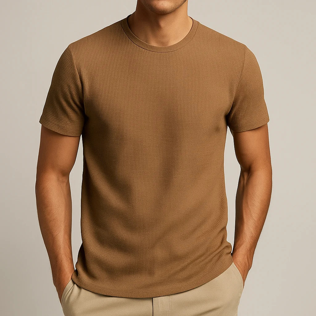 Men's Solid Textured Short Sleeve Crew Neck T-Shirt