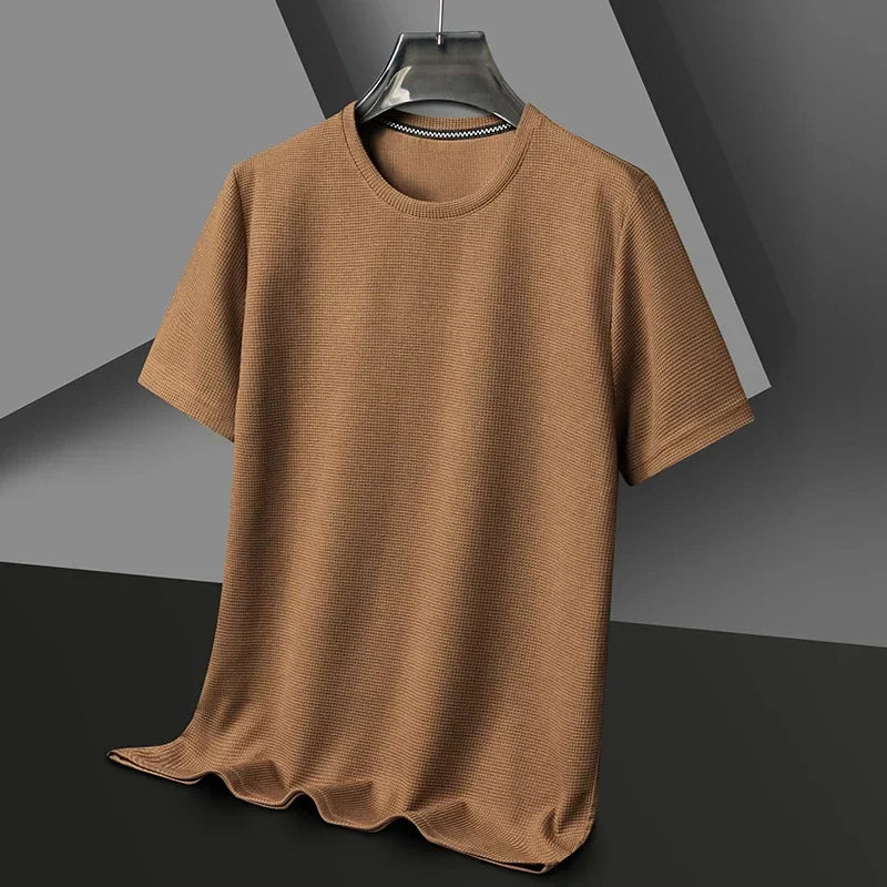 Men's Solid Textured Short Sleeve Crew Neck T-Shirt