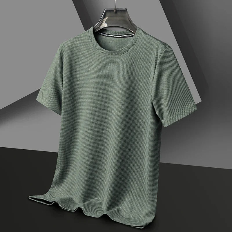 Men's Solid Textured Short Sleeve Crew Neck T-Shirt