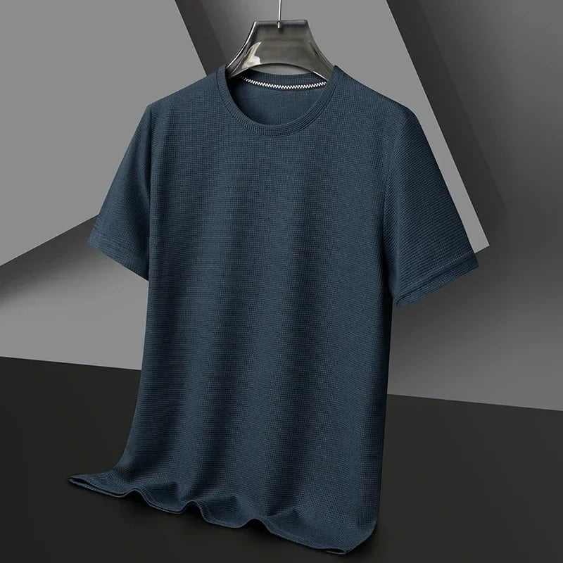 Men's Solid Textured Short Sleeve Crew Neck T-Shirt