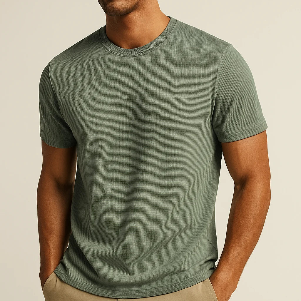 Men's Solid Textured Short Sleeve Crew Neck T-Shirt