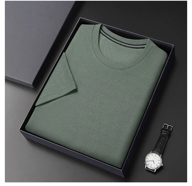 Men's Solid Textured Short Sleeve Crew Neck T-Shirt