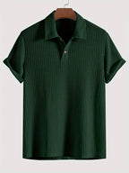 Men's Solid Textured Short Sleeve Polo Shirt