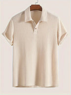 Men's Solid Textured Short Sleeve Polo Shirt