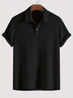 Men's Solid Textured Short Sleeve Polo Shirt